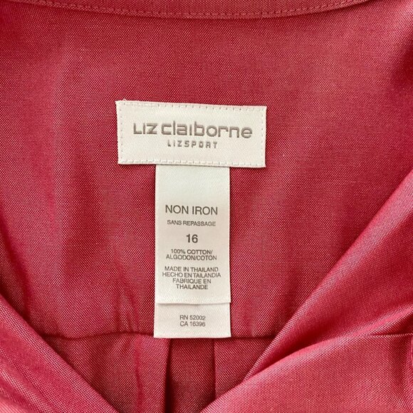 Liz Claiborne No Iron Button Down Long Sleeve Shirt Women's 16 New with Tags - Picture 7 of 9